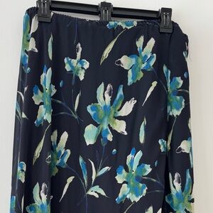 Floral Print Women's Skirt - Navy Blue XL